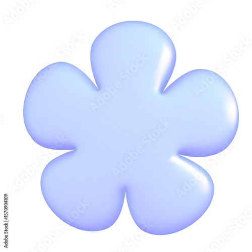 3D inflatable flower isolated on a white background. Vector plastic shape in 90s style