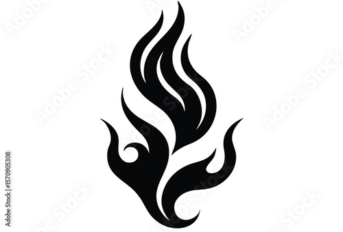 Fiery Tribal Flame Design Abstract Black and White Tattoo Art Ai Generated