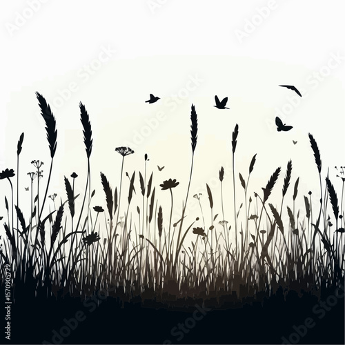 grass silhouette vector
