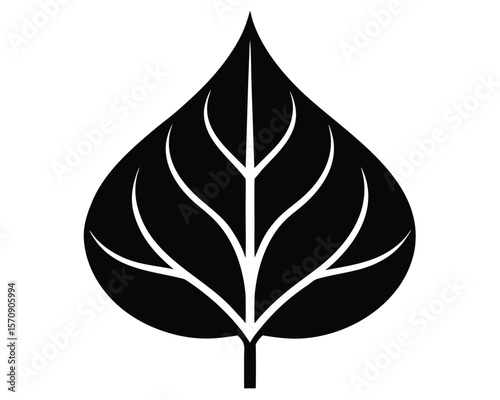Elegant Bodhi Leaf Illustration Black and White Vector Graphic Design Ai Generated