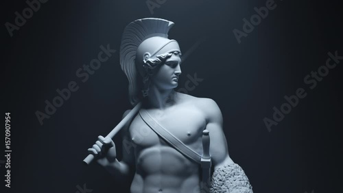 Jason with the Golden Fleece  Sculpture / Statue - 4K Footage 