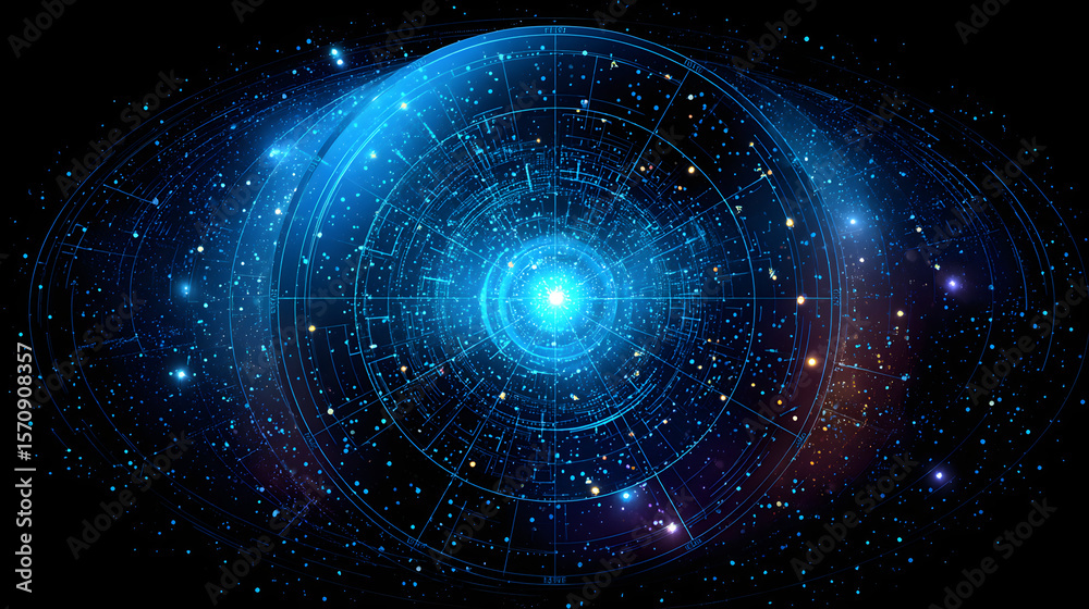 Obraz premium Celestial constellation map abstraction, star paths, cosmic scale, vector precision