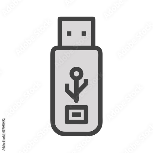 A gray usb flash drive icon on a white background