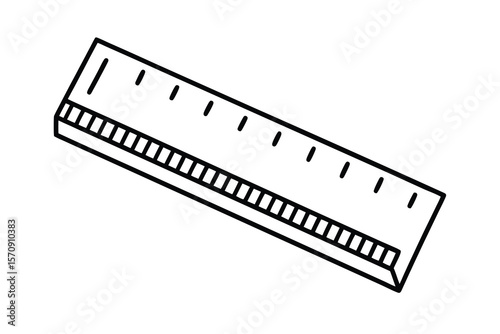 Black and white ruler with markings measuring straight