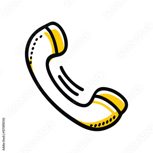 A white and yellow telephone receiver isolated on white background