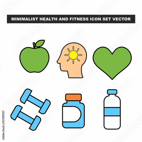 Minimalist Health and Fitness Icon Set Vector