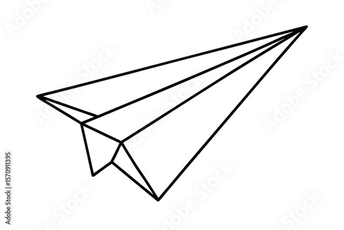 Black paper airplane outline flying forward origami