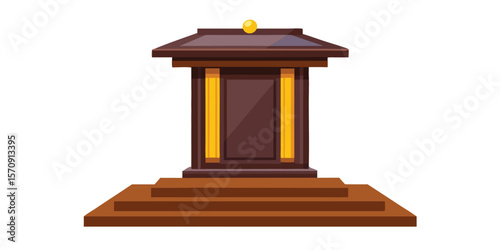 Ornate dark wooden podium with golden accents vector