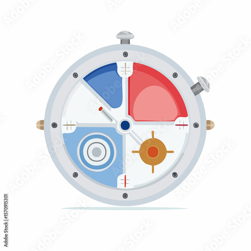 Vector clock icon with circular dial and time symbol illustration