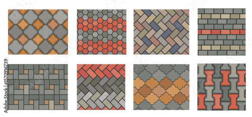 seamless stone tiles pavement set