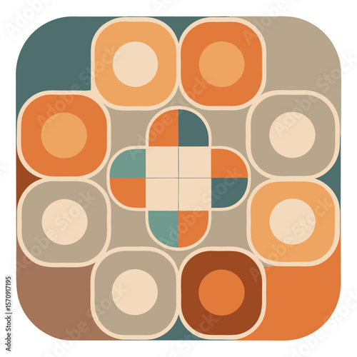 A visually appealing design comprised of an abstract geometric pattern and rounded shapes in warm earthy tones creating an elegant style.