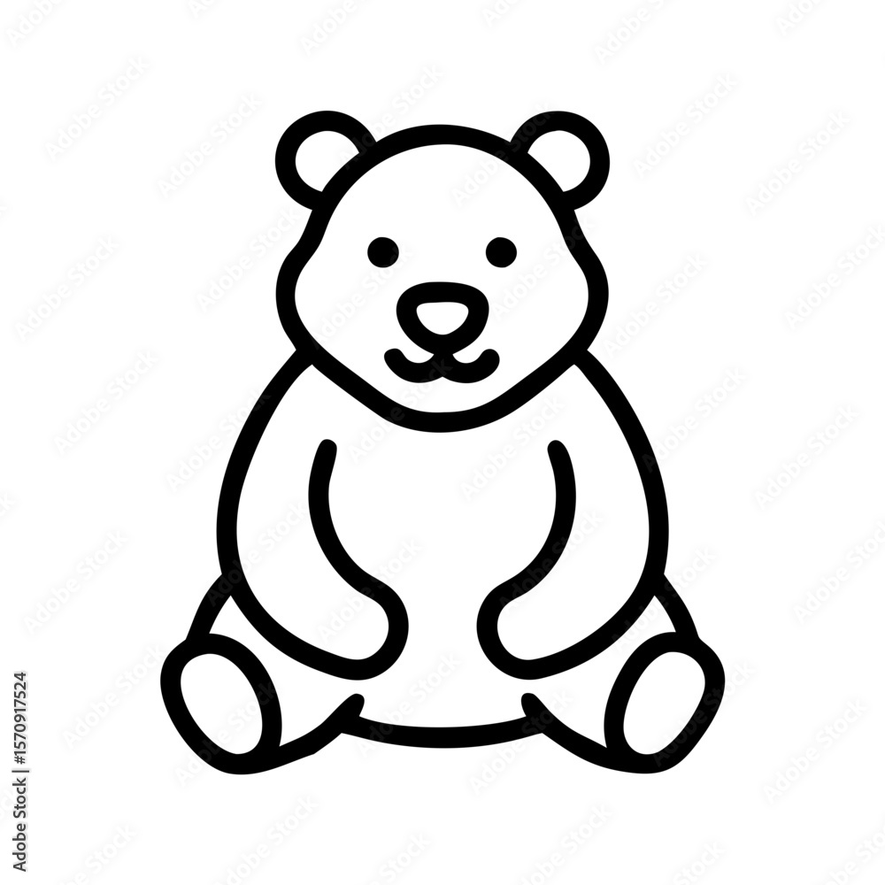 Fototapeta premium Bear sitting with a cute expression in a minimalist design 