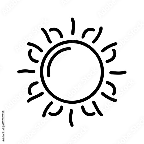Simple line icon of a sun representing warmth and light  