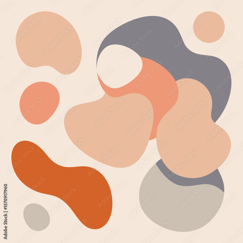 Modern abstract composition featuring rounded shapes with earthy tones for creative design and background usage