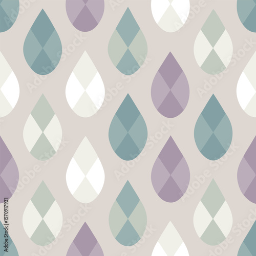 Elegant seamless abstract geometric pattern featuring rounded shapes in soft pastel colors suitable for textile designs and decorative elements