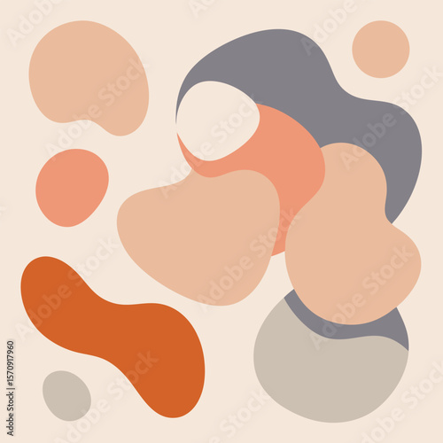 Modern abstract composition featuring rounded shapes with earthy tones for creative design and background usage