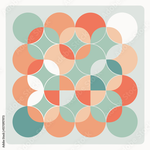 Modern abstract geometric pattern design with rounded shapes in a stylish color palette perfect for backgrounds and decorative applications