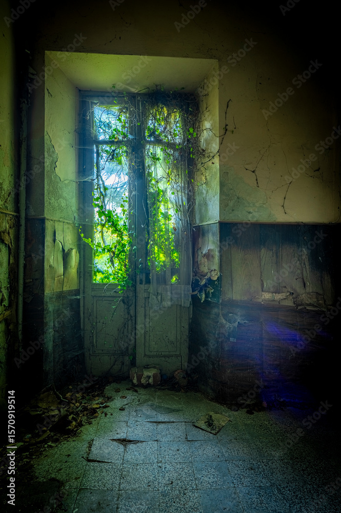 Fototapeta premium The abandoned and rotten kindergarten.
