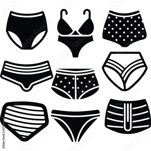 underpants underwear vector icon set 