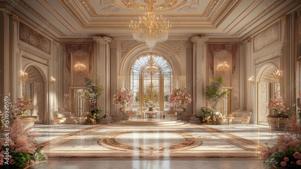 Fototapeta premium Luxury interior of the royal palace. 3D render.