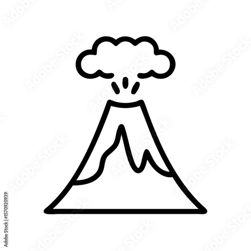 Volcano erupting with smoke and ash in a minimalist style - Concept of volcano  