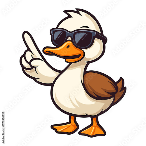Duck cartoon character with sunglasses mascot