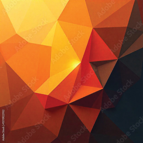 Abstract geometric triangle pattern with colorful polygonal shapes and creative light effects