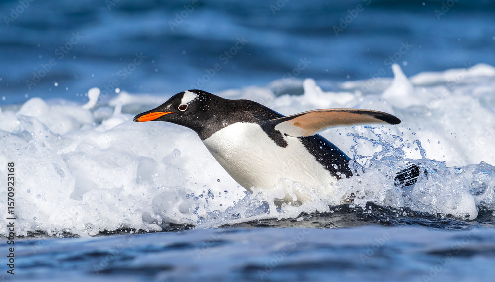 Fototapeta premium the photograph showcases a bird in the midst of a splash