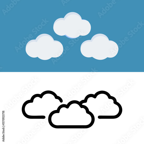 vector cloud icon set
