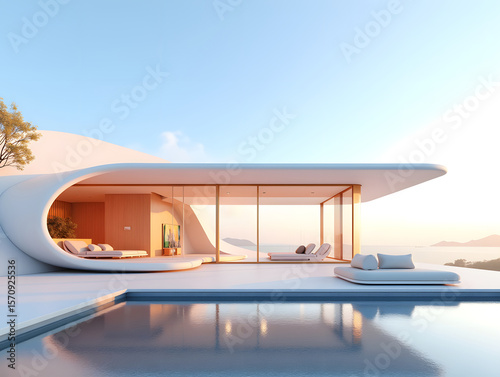 Wallpaper Mural Modern geometric architectural decoration design abstract three-dimensional commercial structure background Torontodigital.ca