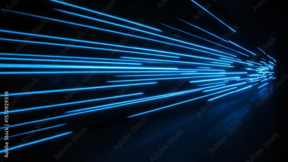Blue light streaks explode from a central point against a dark background This dynamic visual showcases speed energy and movement with blurred lines suggesting rapid acceleration and force