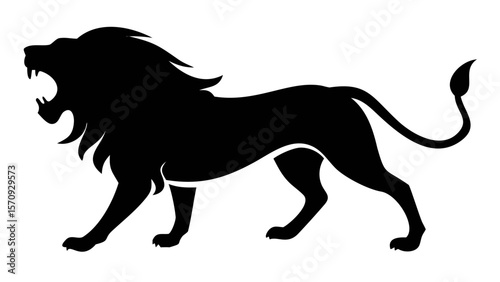Wallpaper Mural Black Lion Roaring at walk Silhouette Vector Illustration Torontodigital.ca