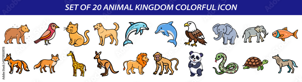 Obraz premium Set of Animal Kingdom Colorful Icons - Wildlife & Mammals