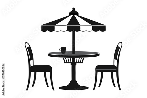 Restaurant tea furniture on white background