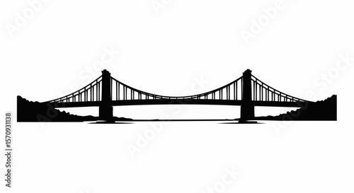 Bridge Over Water Silhouette on White