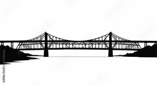 Bridge Over Water Silhouette on White