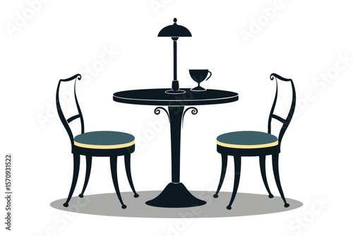 luxury furniture chair and table silhouette vector illustration isolated on white background