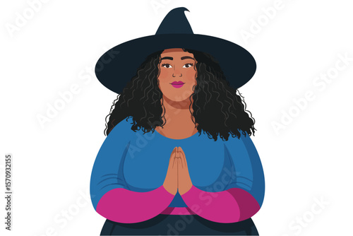 Cute fantasy cartoon style halloween witch character