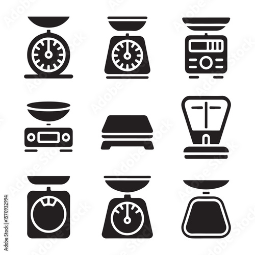 Digital and Analog Food Scale Icons
