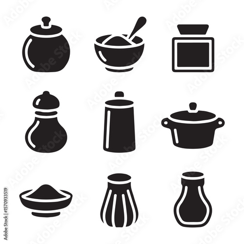 Salt Cellar Icons set Collection
