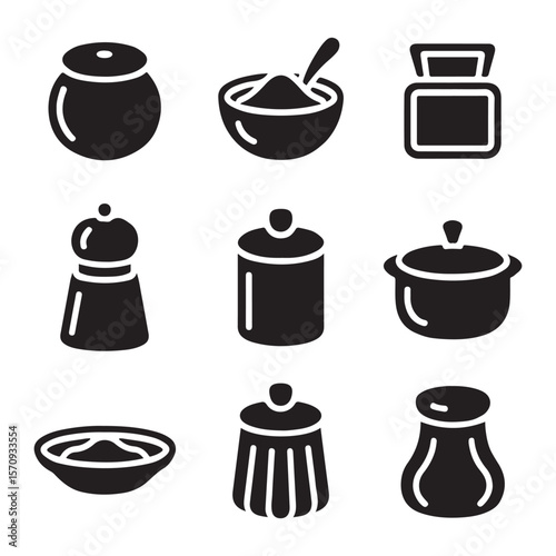 Salt Cellar Icons set Collection
