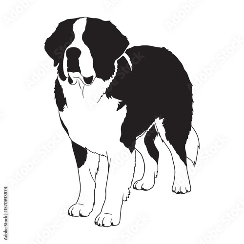 Essential Saint Bernard canine digital black graphic, a powerful tool for your various endeavors - Saint Bernard silhouette - Saint Bernard Vector - Silhouette of Saint Bernard - dog illustration

