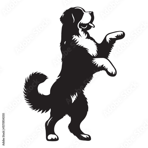 Authentic Saint Bernard canine digital black visual, accurately representing this beloved breed - Saint Bernard silhouette - Saint Bernard Vector - Silhouette of Saint Bernard - dog vector

