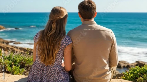 Couple Sitting by the Sea
