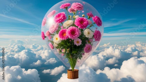 Hot Air Balloon with Flowers
