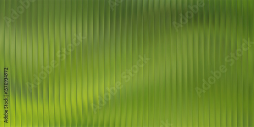 3D Glass Pattern Texture with Green Gradient Background and Ribbed Line Effect. Fluted Wave Wallpaper for Premium Home or Cosmetic Packaging Design. Frosted Polycarbonate Panel with Vertical Prism.