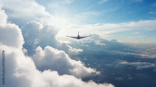 Airplane Soaring Through the Clouds, Representing Adventure and Travel