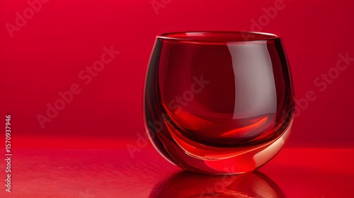 Elegantly Crafted Red Glass Cup with Modern Aesthetic for Innovative Beverage Presentation