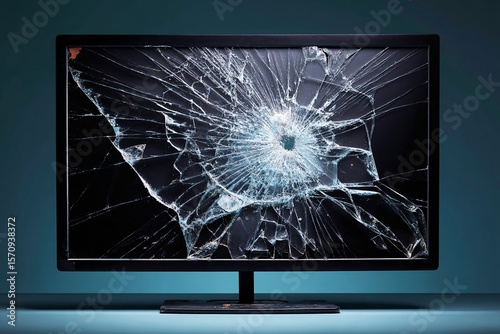 A cracked screen letting loose digital creatures, showing the disturbance caused by modern tech issues.