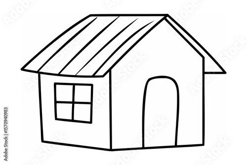Simple house with window and arched doorway dwelling